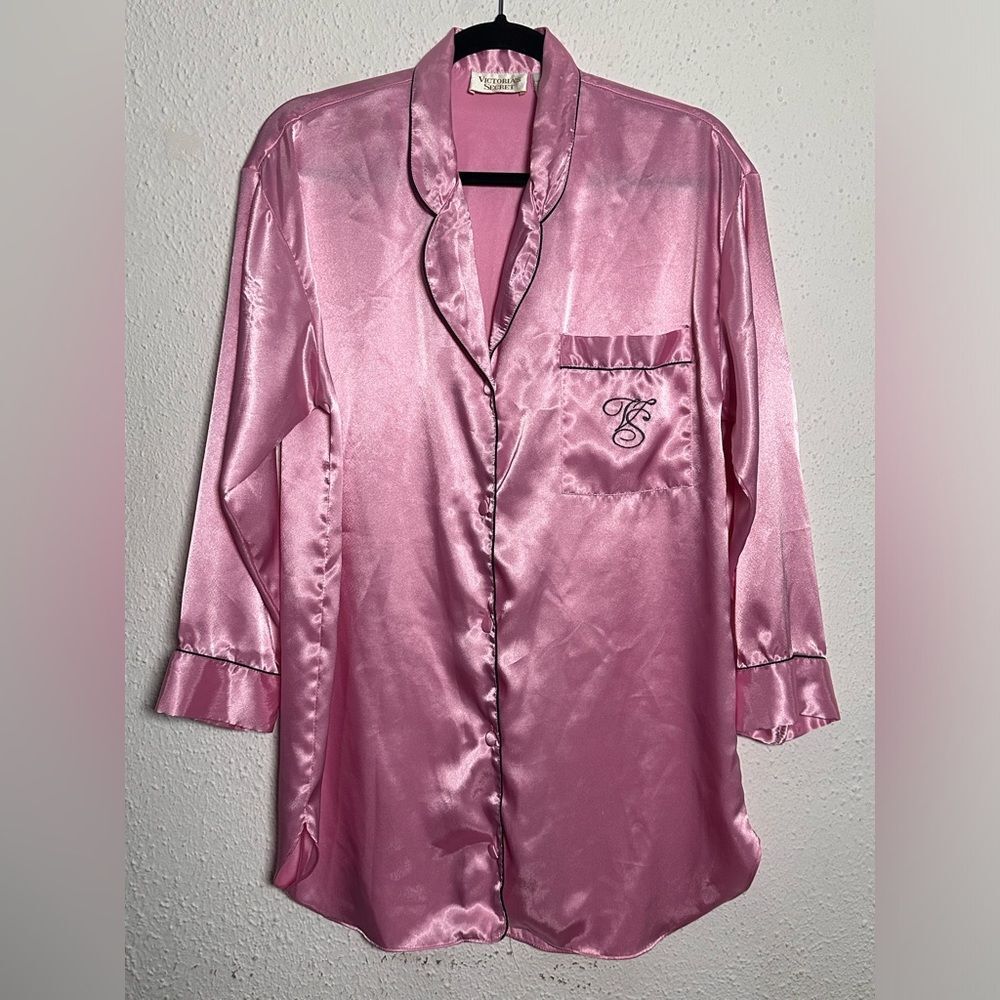 Victoria's Secret Gold Label Pink Satin Pajama Top Medium